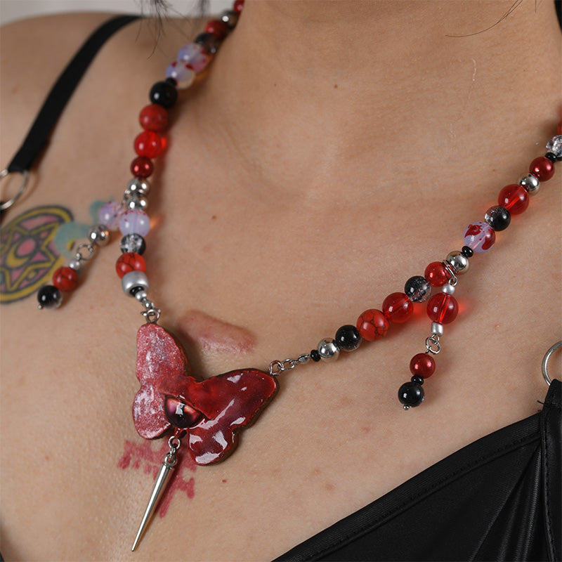 Blood Butterfly Handmade Necklace