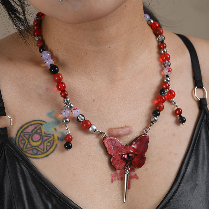 Blood Butterfly Handmade Necklace