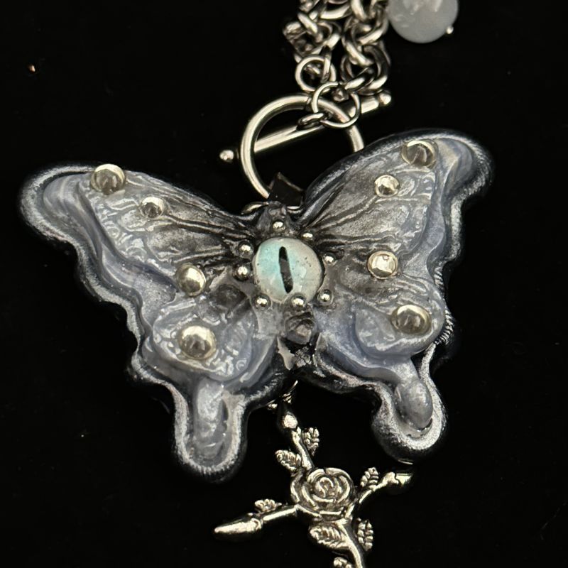 Blue Vapors Butterfly Necklace