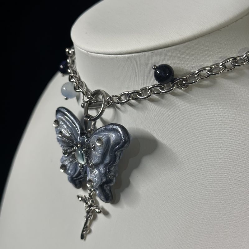 Blue Vapors Butterfly Necklace