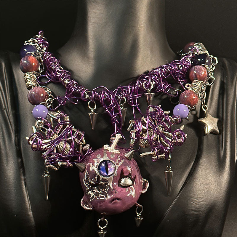 Purple Devil Doll Handmade Necklace